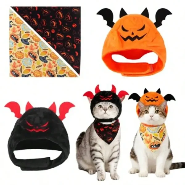 4Pcs Halloween Pet Ears/scarf Costumes